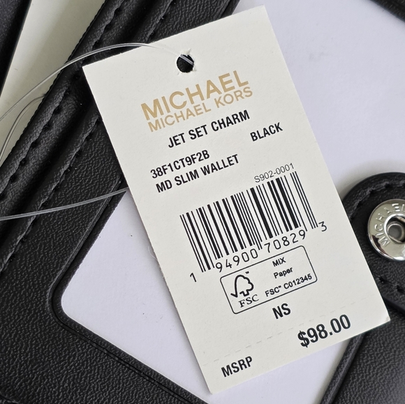 Michael Kors Jet Set Logo Medium Black Wallet - Picture 5 of 6